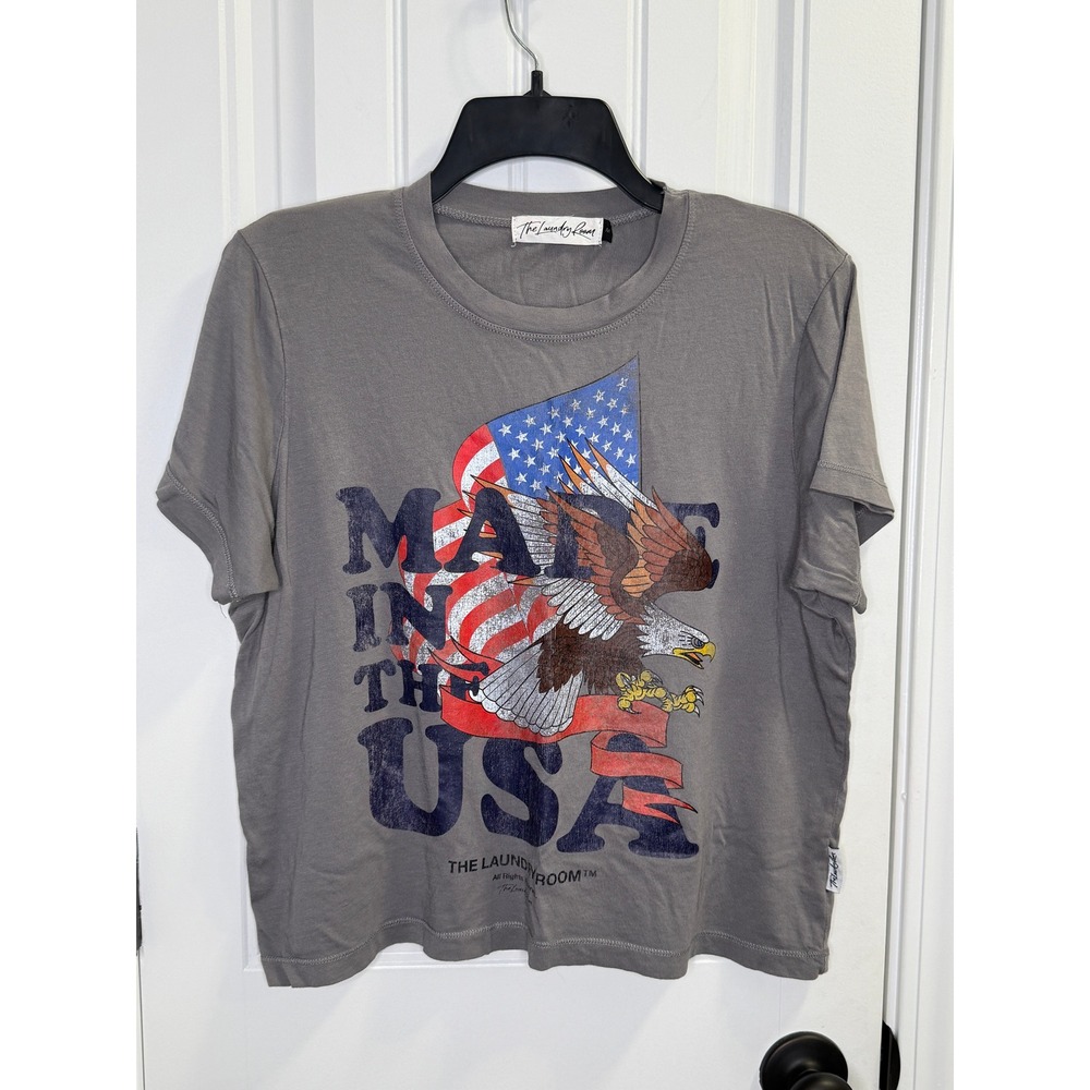 The Laundry Room Graphic‎ Tee Size M Grey Like New USA Americana